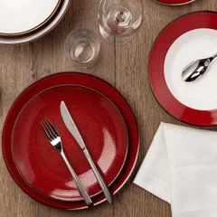 Тарелка «Джаспер» мелкая фарфор D=226,H=25мм белый,красный, изображение 2