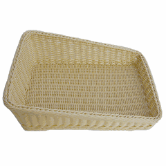 Wicker basket for displaying baked goods H=12/6cm  polyrottan , L=45, B=31cm  beige.