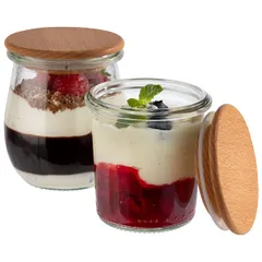 Банка для подачи «Вэк» набор с крышкой[12шт] стекло,дерево D=6,H=7см прозр.,св. дерево, изображение 3