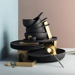 Тарелка «Базальт» овальная керамика ,H=15,L=350,B=229мм черный,матовый, изображение 4