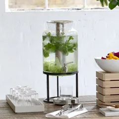 Диспенсер для холодных напитков с подставкой стекло,сталь нерж. 8л D=21,H=32см прозр.,металлич., изображение 4