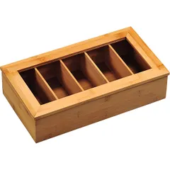 Емкость фуршетная для пакетиков чая дерево,стекло ,H=9,L=36,B=20см тем.дерево,прозр., изображение 2