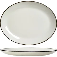 Dish “Chacoul Dapple” oval  porcelain ,H=20,L=305,B=240mm white,black