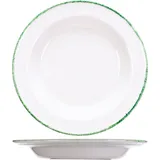 Тарелка глубокая «Грин Дэппл» фарфор 495мл D=21,5см белый,зелен.