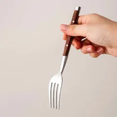 Вилка столовая «Рустик» сталь нерж.,пластик ,L=20/6,B=2см коричнев.,металлич., изображение 2