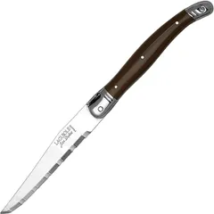 Нож для стейка сталь нерж.,пластик ,L=110/225,B=15мм коричнев.