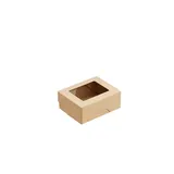 Контейнер бумажный OneBox с крышкой картон 350мл ,H=4,L=8,B=10см св.корич.