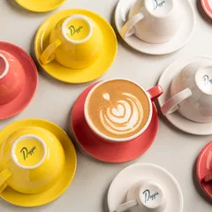 Чашка кофейная «Пур-Амор» фарфор 300мл D=110/60,H=65,L=140мм кораллов.,белый, изображение 3