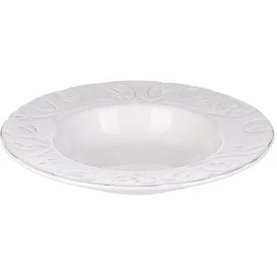 Тарелка для пасты «Фестон» керамика 350мл D=24см белый, изображение 2