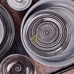 Тарелка «Маренго» мелкая керамика D=22,H=2см черный,серый, изображение 2