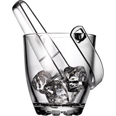 Емкость для льда + щипцы «Сильвана» стекло 0,84л D=75/120,H=125мм прозр.