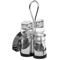 Set salt/pepper + tbsp. d/tooth + napkin holder  glass, stainless steel  35 ml , H=155, L=95, B=75mm  silver, clear.