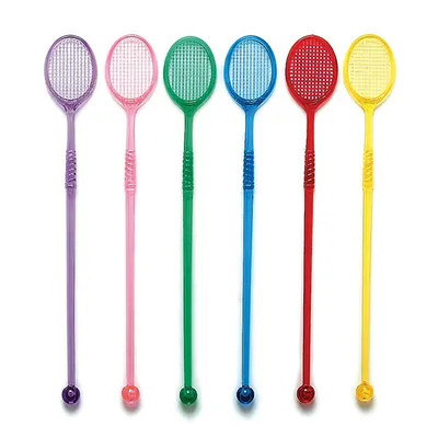 Мешалка «Теннисная ракетка»[50шт] пластик ,L=19см разноцветн.