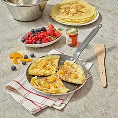 Сковорода для блинов «Шок Классик» алюмин.,тефлон D=260,H=25,L=460мм черный,серебрян., изображение 2