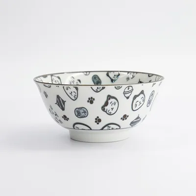 Салатник «Кэт Нэко» фарфор 0,5л D=15,H=7см белый,черный, изображение 3