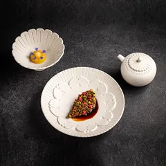 Блюдо для подачи «Ро Дизайн Бай Эрбиси» глубокое на ножке керамика D=135,H=68мм серый, изображение 3