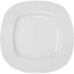 Plate “Rita” square with rounded edges  porcelain ,H=3,L=28,B=28cm white