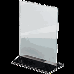 Table stand for menu A4 black base  plastic , H=310, L=215, B=95mm  transparent, black