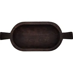 Плошка малая с ручками темный дуб ,H=7,L=27,B=15см, изображение 3