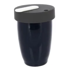 Кружка с двойной стенкой фарфор,силикон 250мл D=8,H=11см синий,черный