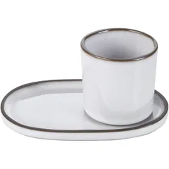 Блюдце «Карактэр» овальное керамика ,H=12,L=135,B=83мм белый,коричнев., изображение 3