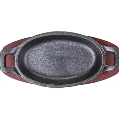 Сковорода для фахитос овальная на подставке «Эмбер Каст» чугун,дерево ,H=45,L=155,B=95мм, изображение 2