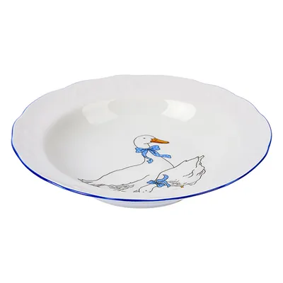 Тарелка глубокая «Надежда» Гуси фарфор D=220,H=43мм белый,синий, изображение 2