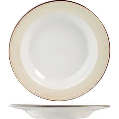 Plate for pasta “Chino”  porcelain  495 ml  D=300, H=65mm  white, beige.