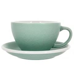 Кофейная пара «Эгг» фарфор 300мл D=110/155,H=65,L=135мм изумруд.