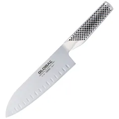 Santoku knife riffle. “Global” stainless steel ,L=18cm metal.