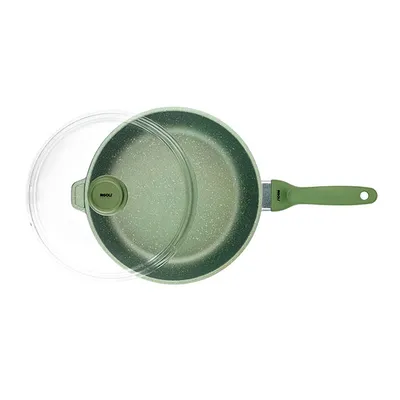 Сковорода(индукция) с крышкой «Д.Грин» алюм.литой D=28,L=32см зелен., изображение 3