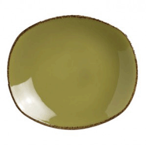 Тарелка «Террамеса Олива» мелкая овальная фарфор ,H=2,L=15,B=13см олив.