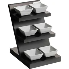 3-tier stand + 5 pieces of salad bowls  porcelain, mdf