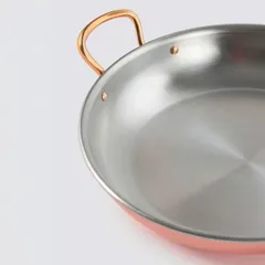 Сковорода для подачи «Бином» с двумя ручками медь,сталь нерж. 0,84л D=190,H=35мм роз. золото, изображение 2