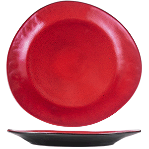 Тарелка «Млечный путь красный» фарфор ,H=3,L=32,B=29см красный,черный, Цвет: Красный