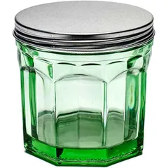 Round jar with lid “Fish&Fish”  glass  0.75 l  D=11, H=11.5 cm  green.