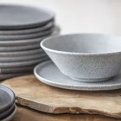 Тарелка «Гранит» фарфор D=20см серый,глянц., изображение 2