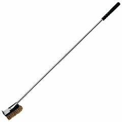 Brush-scraper for pizzeria 16*10cm  natural bristles, stainless steel , L=1.6 m  metallic, black