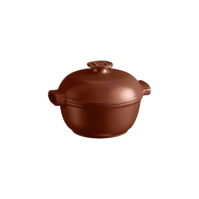 Кастрюля для запекания с крышкой (индукция) керамика 2л D=22,5,H=18см коричнев.