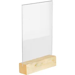 Stand stand d/menu A5 wooden base  plastic , H=24, B=15cm  transparent, light tree