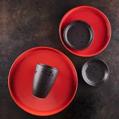 Тарелка «Кармин» с бортом керамика D=26,H=3см красный,черный, изображение 3