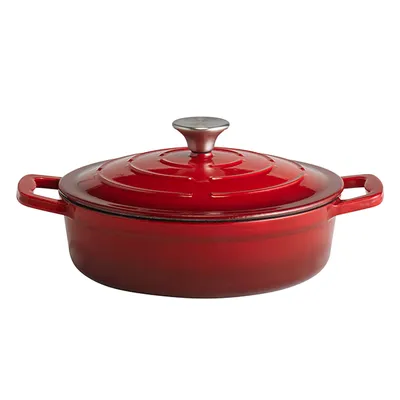 Кастрюля «5 звезд» для сервировки с держателем крышки (индукция) эмалиров.чугун 2,5л D=25,H=7см крас, Цвет: Красный, Объем по данным поставщика (мл): 2500