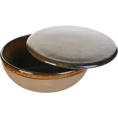 Salad bowl with lid “Surfis” ceramics D=13,H=5cm gray