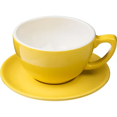 Чашка кофейная «Пур-Амор» фарфор 300мл D=110/60,H=65,L=140мм желт.,белый, изображение 9