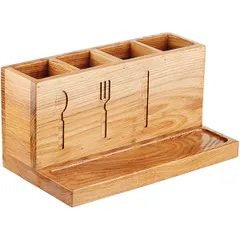 Organizer for cutlery (4 sections)  oak , H=12, L=25, B=13.3 cm  ocher