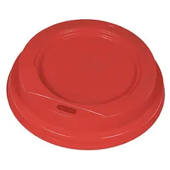 Крышка для стакана одноразовая с питейником[100шт] пластик D=9,H=2см красный,матовый