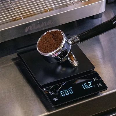 Весы для кофе электронные с таймером (до 3 кг с точностью до 0,1 г) пластик ,H=30,L=185,B=130мм черн, изображение 3