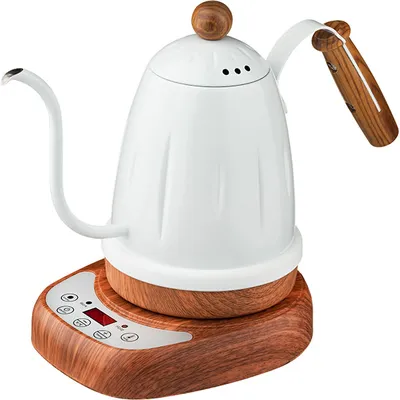 Чайник для приготовления кофе с контролем температуры сталь нерж.,бук 0,7л 1Квт белый, изображение 4