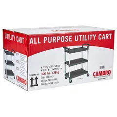 Тележка сервировочная 3 яруса для обслуживания  пластик,алюмин. ,H=96,5,L=83,5,B=41см черный, изображение 2