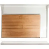 Блюдо для подачи дерево,фарфор ,H=30,L=320/255,B=225мм св. дерево,белый